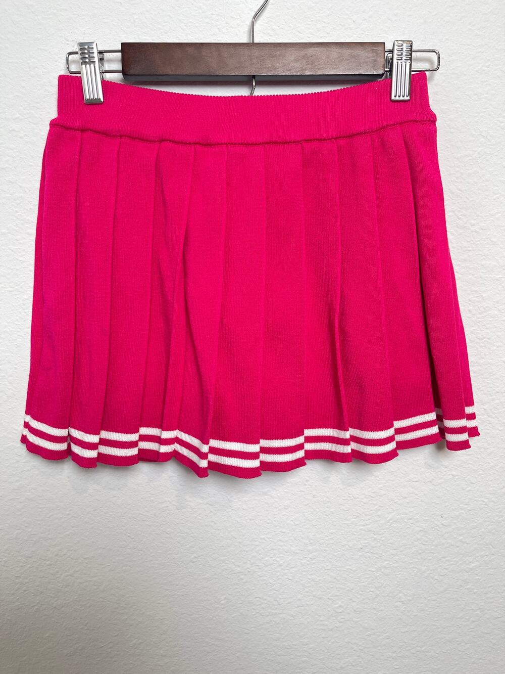 Daisy Hot Pink Pleated Mini Skirt Medium Y2K Cheer Preppy Tenniscore Knit Skort